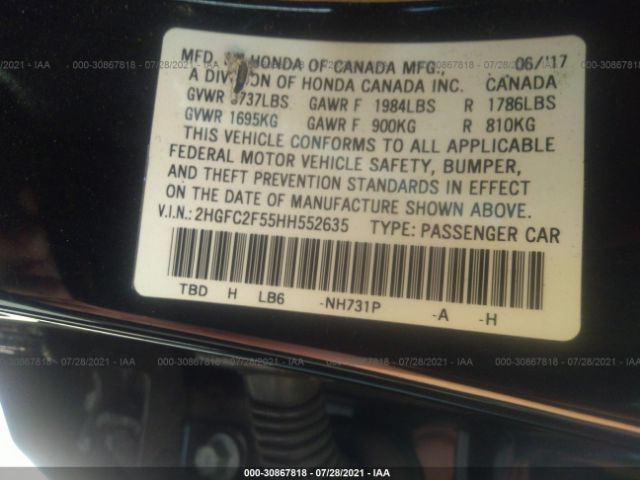 Photo 8 VIN: 2HGFC2F55HH552635 - HONDA CIVIC SEDAN 