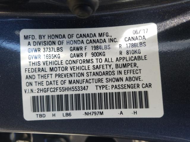 Photo 9 VIN: 2HGFC2F55HH553347 - HONDA CIVIC LX 