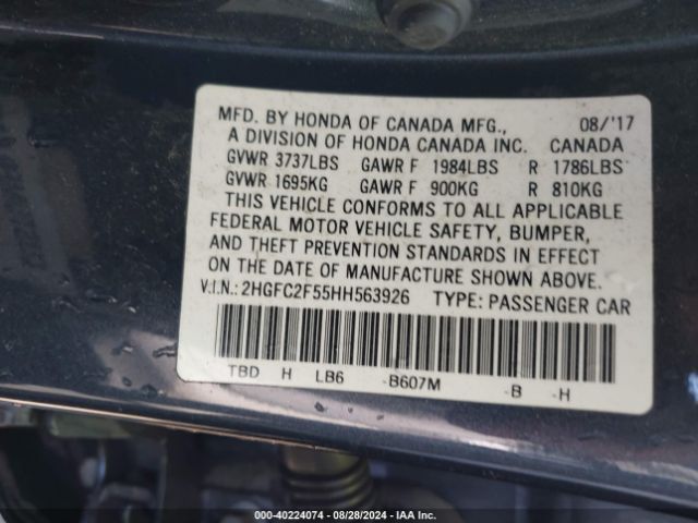 Photo 8 VIN: 2HGFC2F55HH563926 - HONDA CIVIC 