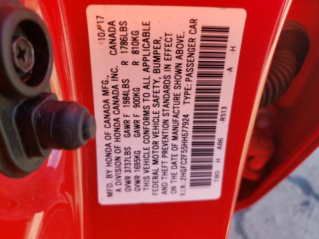 Photo 9 VIN: 2HGFC2F55HH577924 - HONDA CIVIC LX 