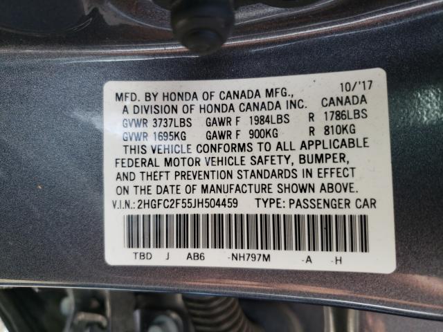 Photo 9 VIN: 2HGFC2F55JH504459 - HONDA CIVIC LX 