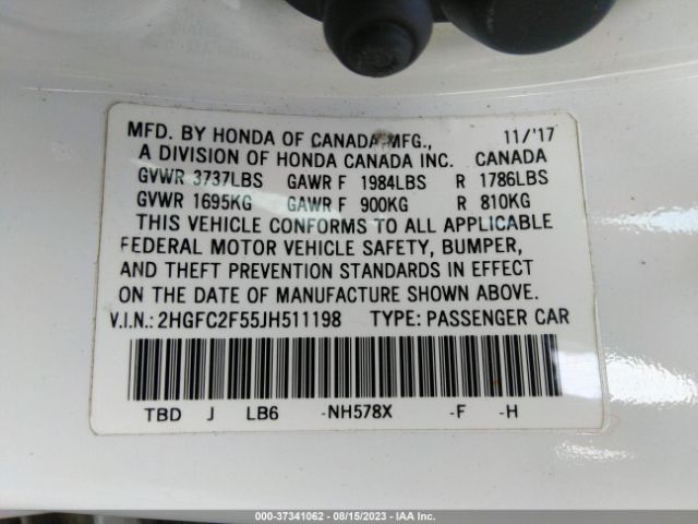 Photo 8 VIN: 2HGFC2F55JH511198 - HONDA CIVIC 