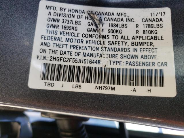 Photo 9 VIN: 2HGFC2F55JH516448 - HONDA CIVIC 