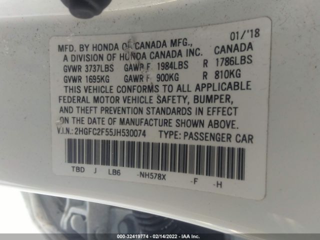 Photo 8 VIN: 2HGFC2F55JH530074 - HONDA CIVIC SEDAN 