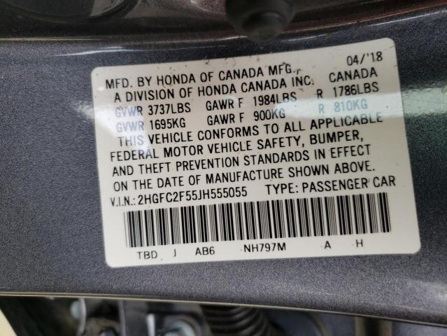 Photo 9 VIN: 2HGFC2F55JH555055 - HONDA CIVIC LX 