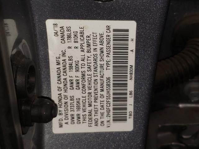 Photo 9 VIN: 2HGFC2F55JH558506 - HONDA CIVIC LX 