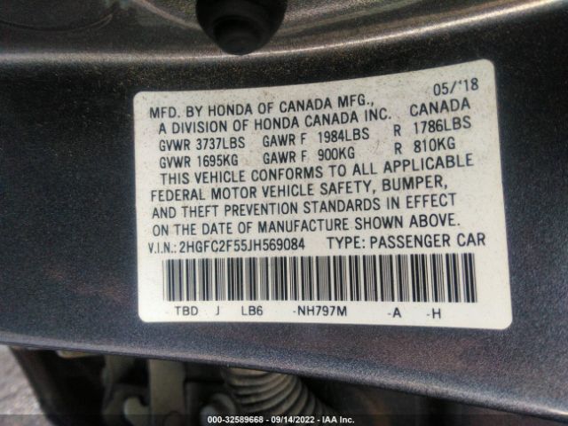 Photo 8 VIN: 2HGFC2F55JH569084 - HONDA CIVIC SEDAN 