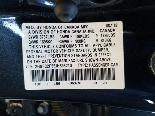 Photo 9 VIN: 2HGFC2F55JH593210 - HONDA CIVIC LX 