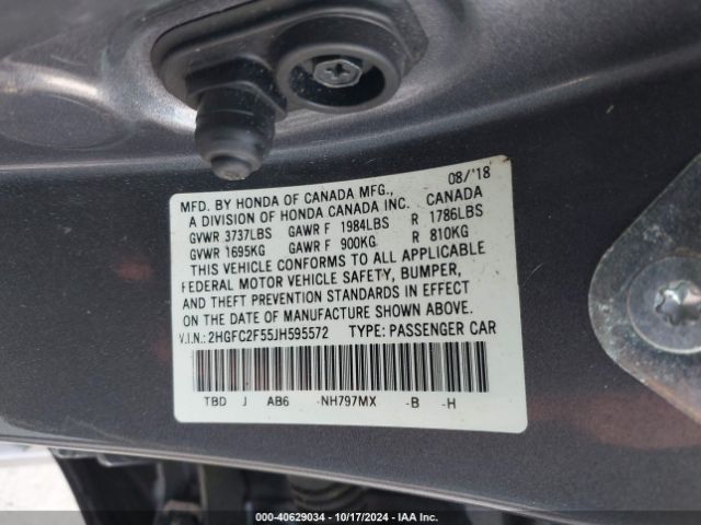 Photo 8 VIN: 2HGFC2F55JH595572 - HONDA CIVIC 