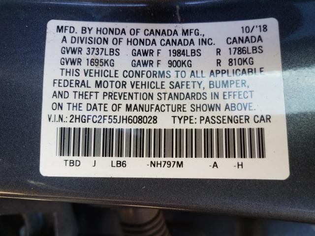 Photo 9 VIN: 2HGFC2F55JH608028 - HONDA CIVIC LX 