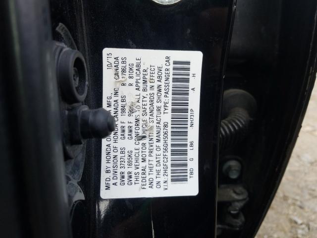 Photo 9 VIN: 2HGFC2F56GH506780 - HONDA CIVIC LX 