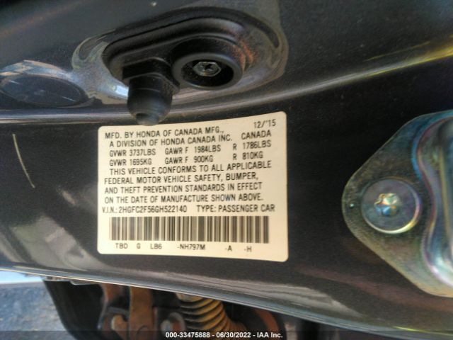 Photo 8 VIN: 2HGFC2F56GH522140 - HONDA CIVIC SEDAN 