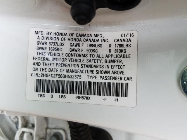 Photo 9 VIN: 2HGFC2F56GH532375 - HONDA CIVIC LX 