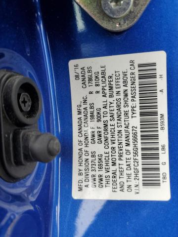 Photo 11 VIN: 2HGFC2F56GH566672 - HONDA CIVIC LX 