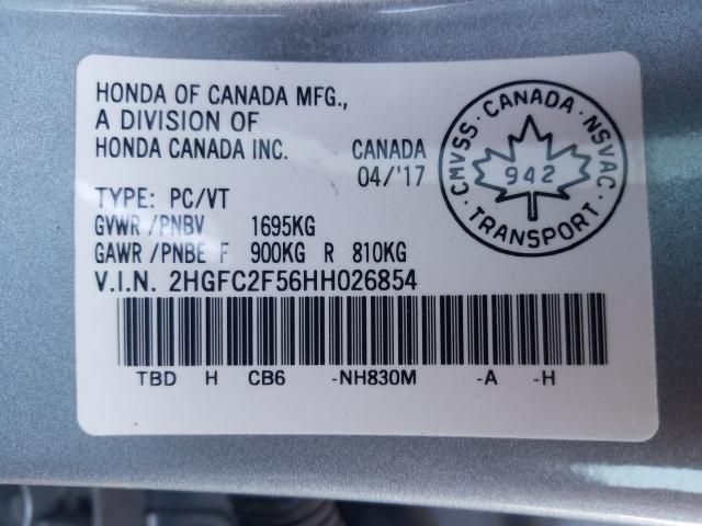 Photo 9 VIN: 2HGFC2F56HH026854 - HONDA CIVIC LX 