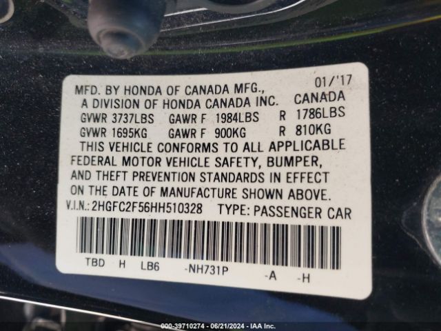 Photo 8 VIN: 2HGFC2F56HH510328 - HONDA CIVIC 