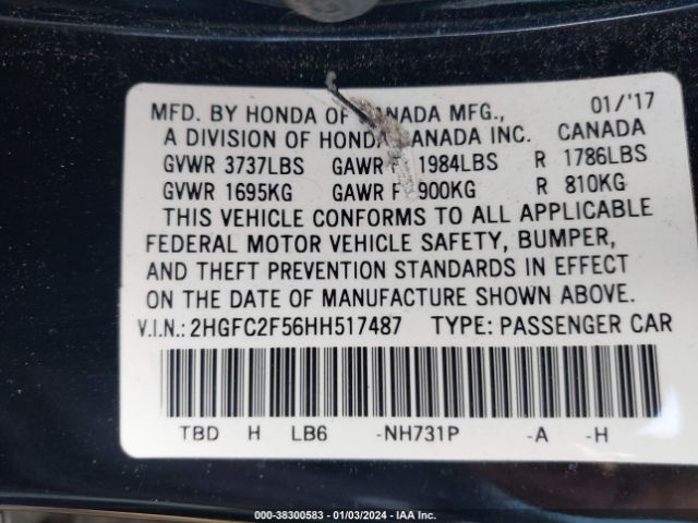 Photo 8 VIN: 2HGFC2F56HH517487 - HONDA CIVIC 