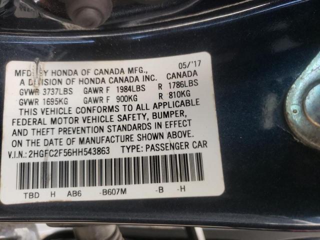 Photo 9 VIN: 2HGFC2F56HH543863 - HONDA CIVIC LX 