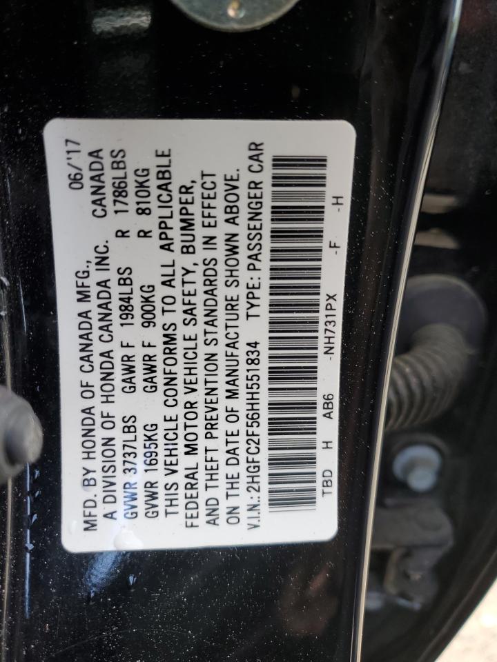 Photo 12 VIN: 2HGFC2F56HH551834 - HONDA CIVIC 