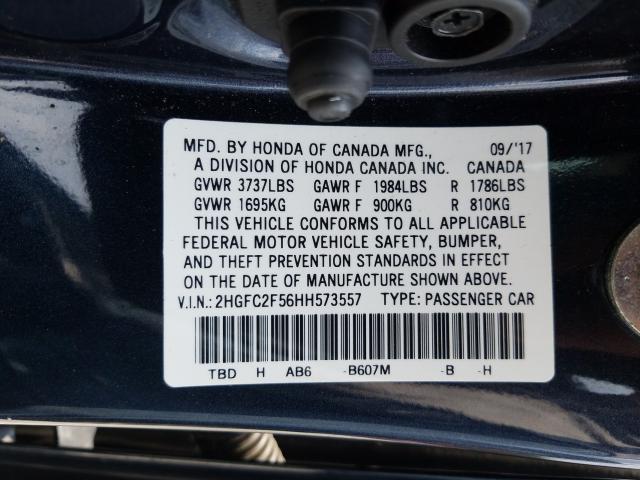 Photo 9 VIN: 2HGFC2F56HH573557 - HONDA CIVIC LX 