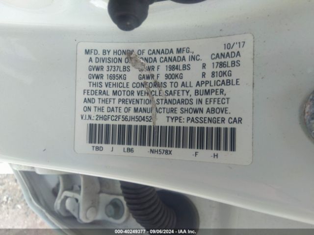 Photo 8 VIN: 2HGFC2F56JH504521 - HONDA CIVIC 