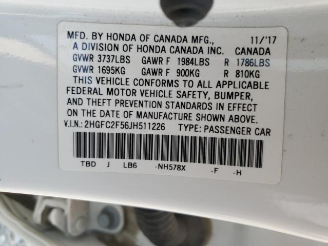 Photo 12 VIN: 2HGFC2F56JH511226 - HONDA CIVIC LX 