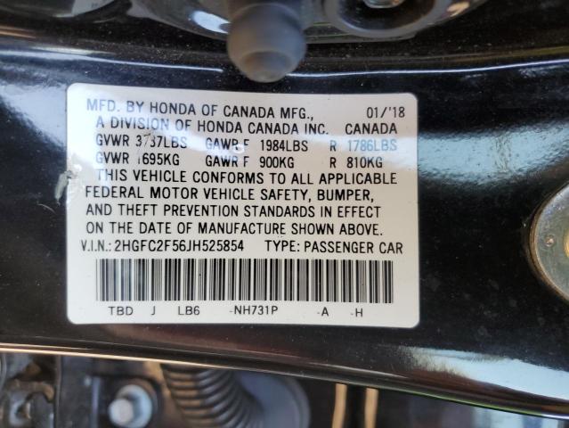 Photo 9 VIN: 2HGFC2F56JH525854 - HONDA CIVIC LX 