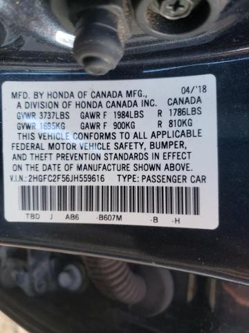 Photo 9 VIN: 2HGFC2F56JH559616 - HONDA CIVIC LX 