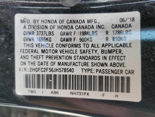 Photo 11 VIN: 2HGFC2F56JH578540 - HONDA CIVIC LX 