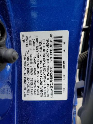 Photo 9 VIN: 2HGFC2F56JH590736 - HONDA CIVIC LX 