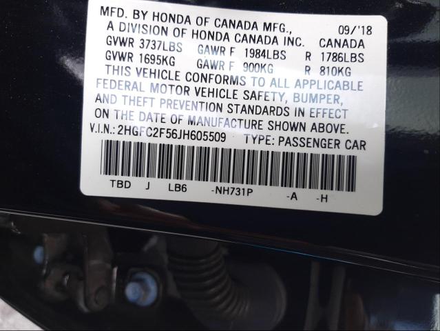 Photo 9 VIN: 2HGFC2F56JH605509 - HONDA CIVIC LX 