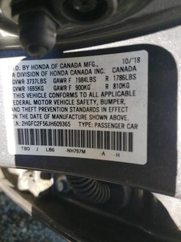 Photo 9 VIN: 2HGFC2F56JH609365 - HONDA CIVIC LX 