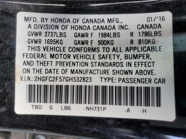 Photo 11 VIN: 2HGFC2F57GH532823 - HONDA CIVIC 