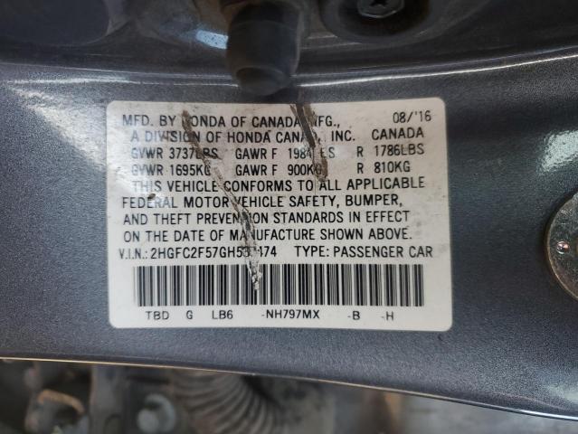 Photo 11 VIN: 2HGFC2F57GH567474 - HONDA CIVIC 