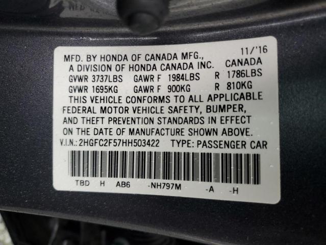 Photo 11 VIN: 2HGFC2F57HH503422 - HONDA CIVIC 