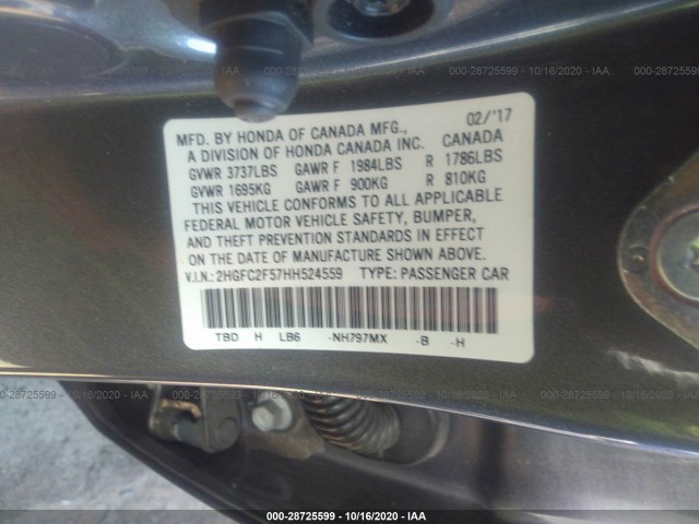 Photo 8 VIN: 2HGFC2F57HH524559 - HONDA CIVIC SEDAN 