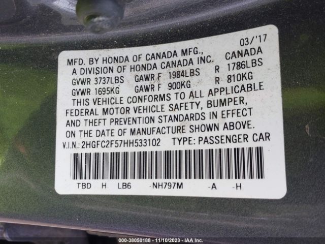 Photo 8 VIN: 2HGFC2F57HH533102 - HONDA CIVIC 