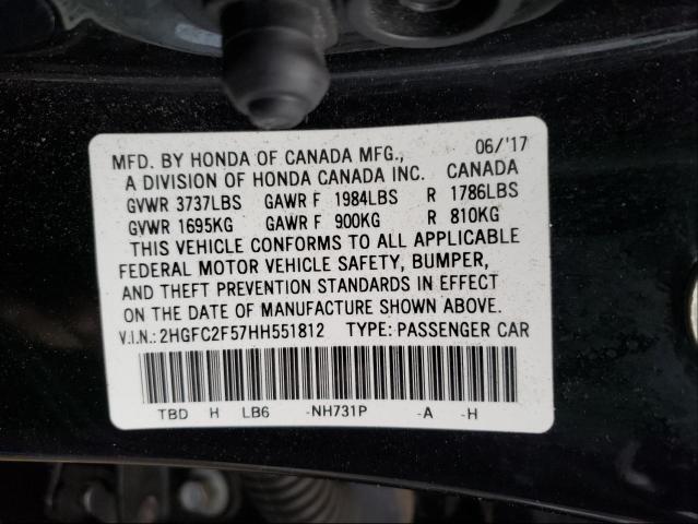 Photo 9 VIN: 2HGFC2F57HH551812 - HONDA CIVIC LX 