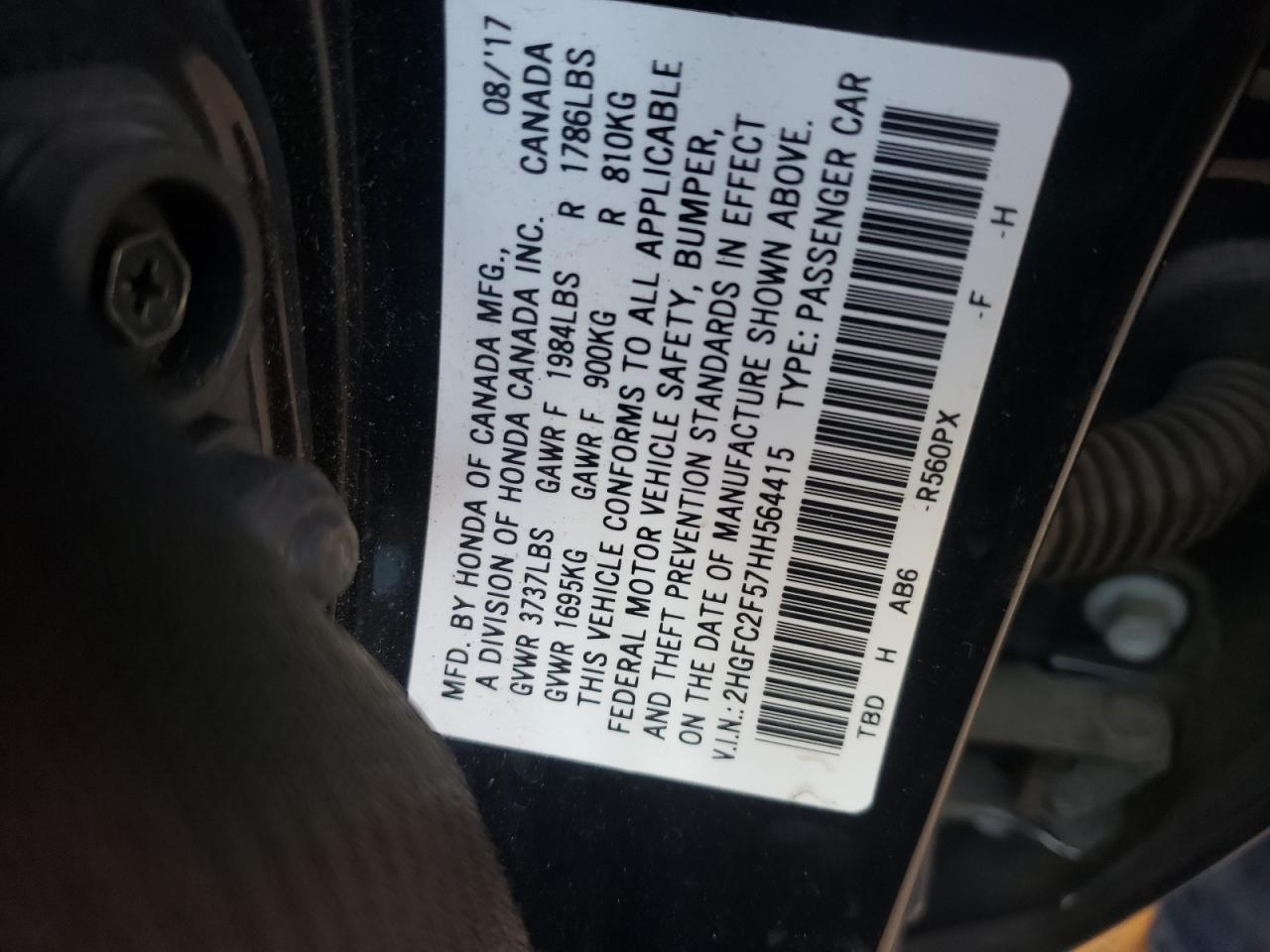 Photo 11 VIN: 2HGFC2F57HH564415 - HONDA CIVIC 