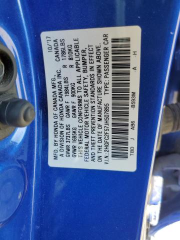 Photo 11 VIN: 2HGFC2F57JH507895 - HONDA CIVIC 