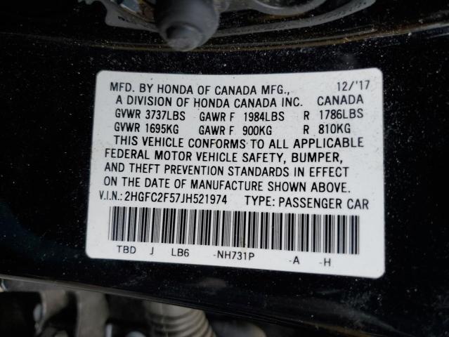 Photo 12 VIN: 2HGFC2F57JH521974 - HONDA CIVIC 