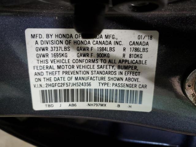 Photo 11 VIN: 2HGFC2F57JH524356 - HONDA CIVIC LX 