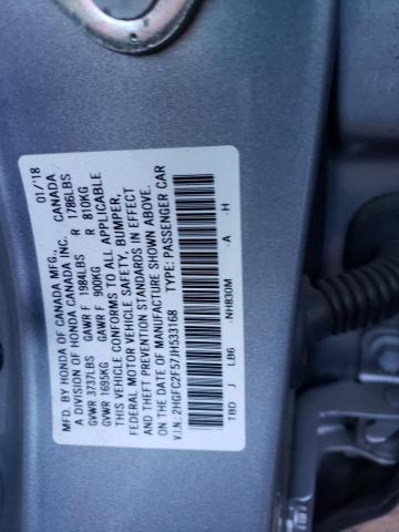 Photo 9 VIN: 2HGFC2F57JH533168 - HONDA CIVIC LX 