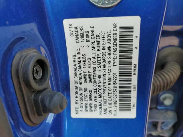 Photo 11 VIN: 2HGFC2F57JH542291 - HONDA CIVIC LX 