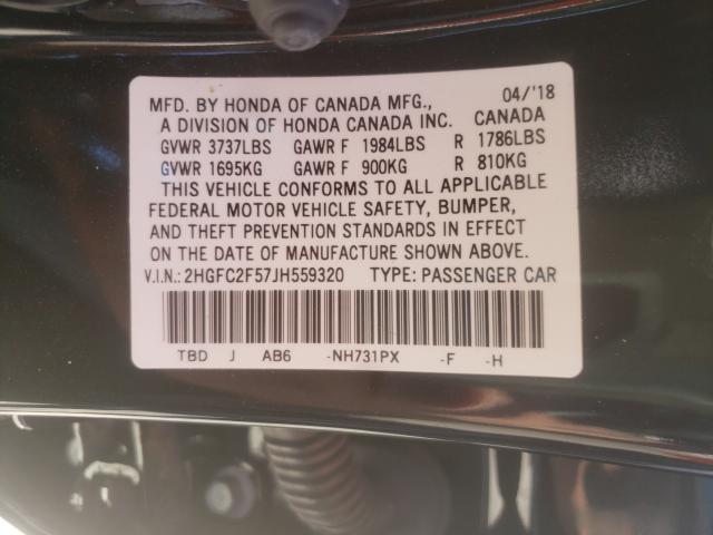 Photo 9 VIN: 2HGFC2F57JH559320 - HONDA CIVIC LX 