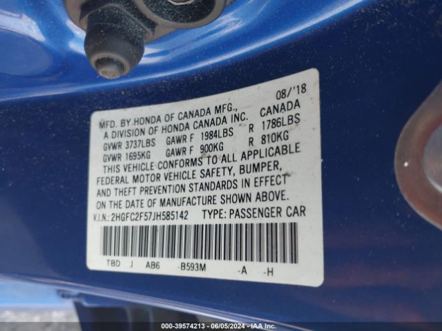 Photo 8 VIN: 2HGFC2F57JH585142 - HONDA CIVIC 