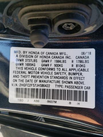 Photo 11 VIN: 2HGFC2F57JH586422 - HONDA CIVIC LX 