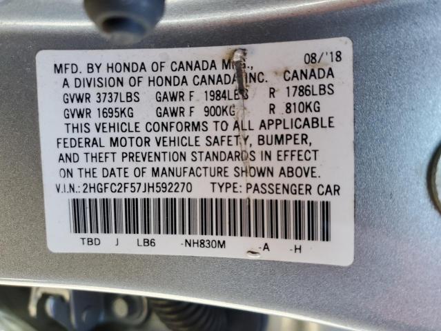 Photo 11 VIN: 2HGFC2F57JH592270 - HONDA CIVIC LX 