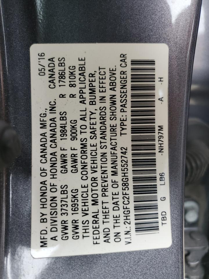 Photo 11 VIN: 2HGFC2F58GH552742 - HONDA CIVIC 