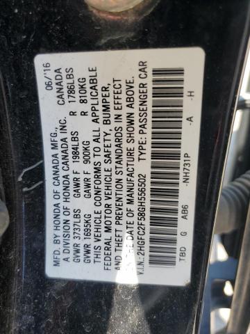 Photo 11 VIN: 2HGFC2F58GH556502 - HONDA CIVIC LX 